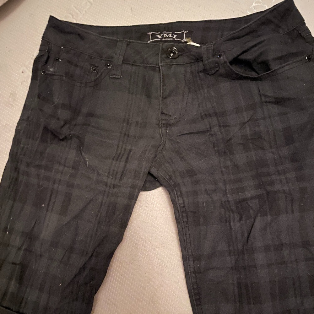 Black plaid YMI knee-length shorts